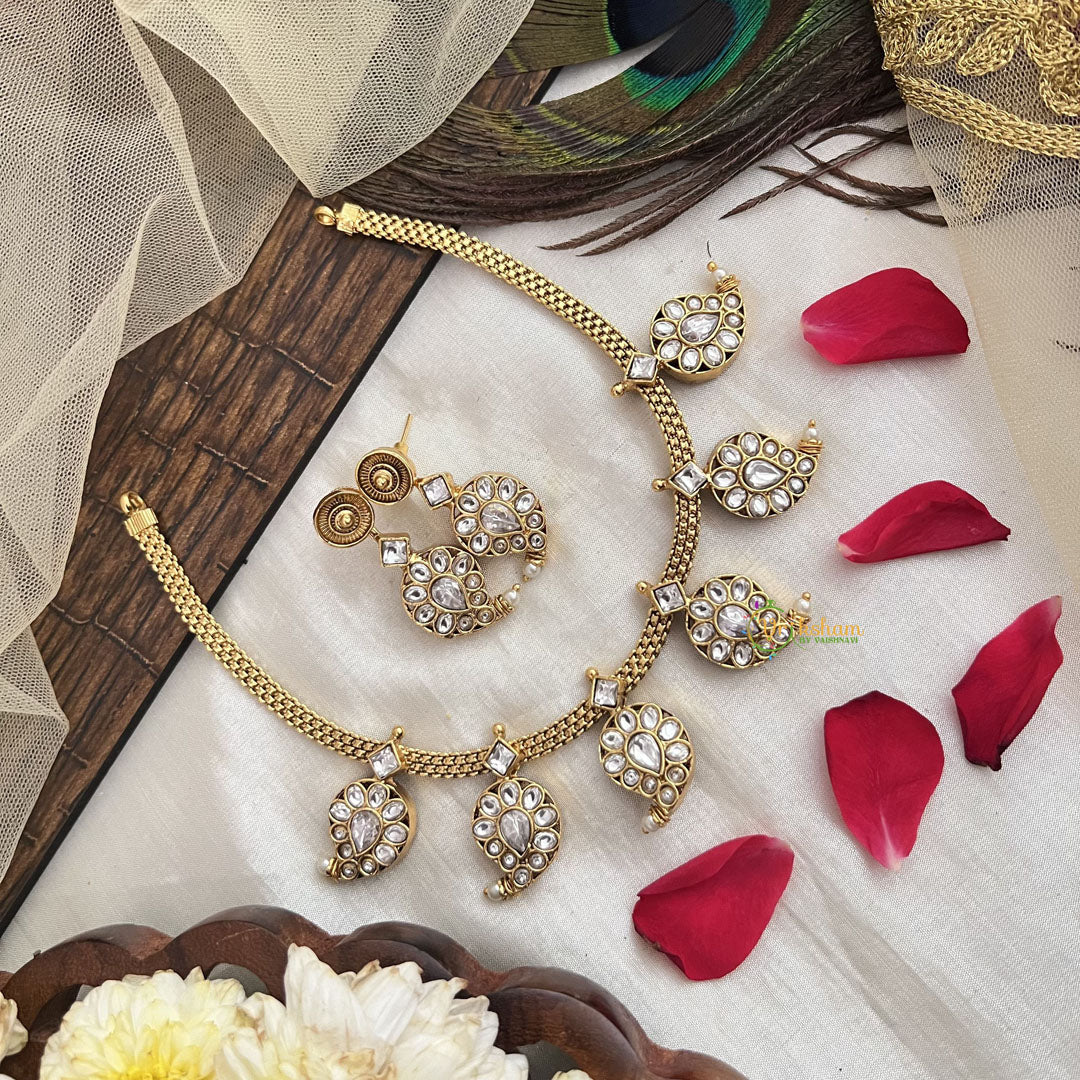 Vriksham Gold Plated Manga Style Choker-Red white-Reversible-G19095