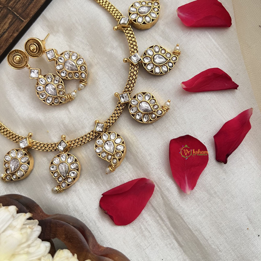 Vriksham Gold Plated Manga Style Choker-Red white-Reversible-G19095