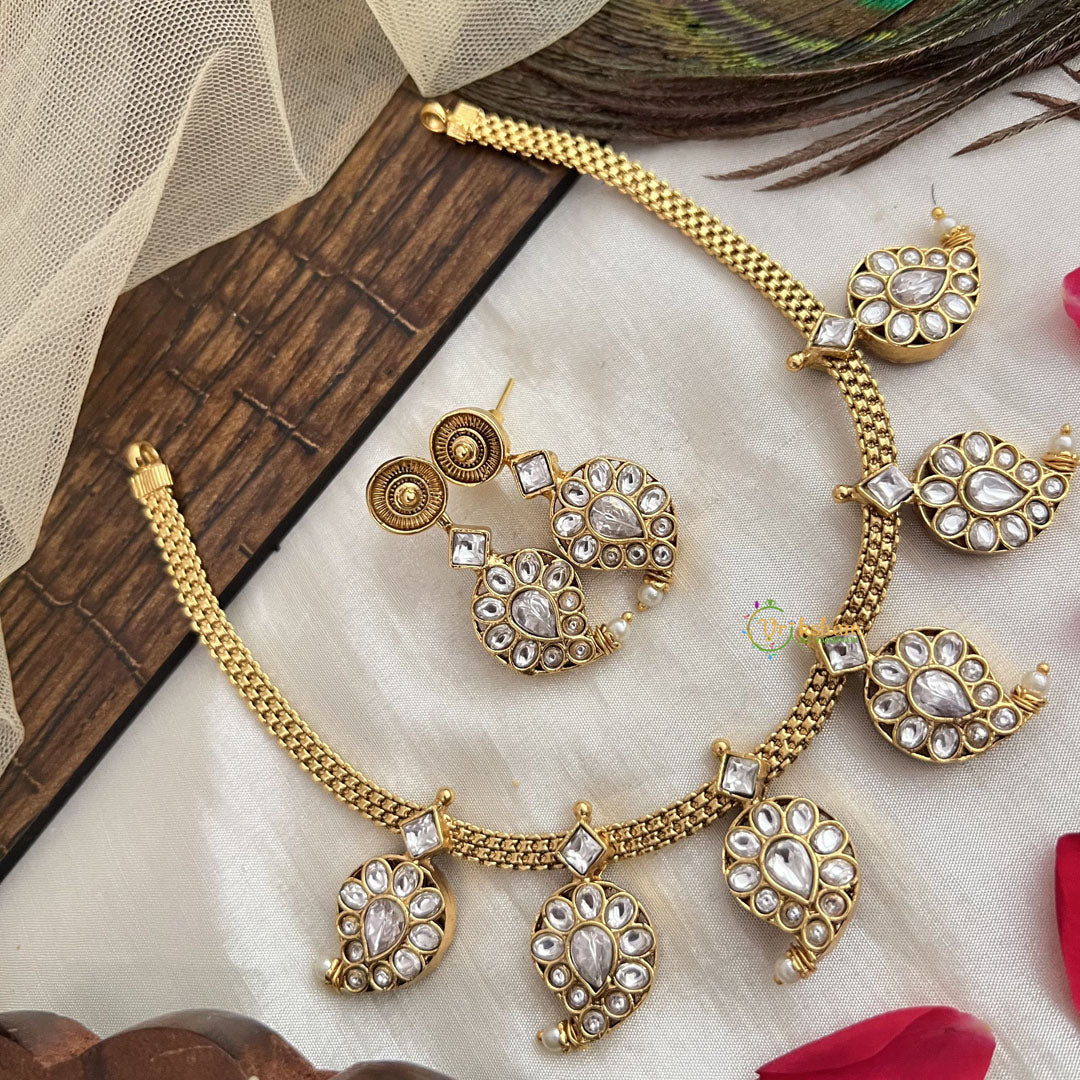 Vriksham Gold Plated Manga Style Choker-Red white-Reversible-G19095