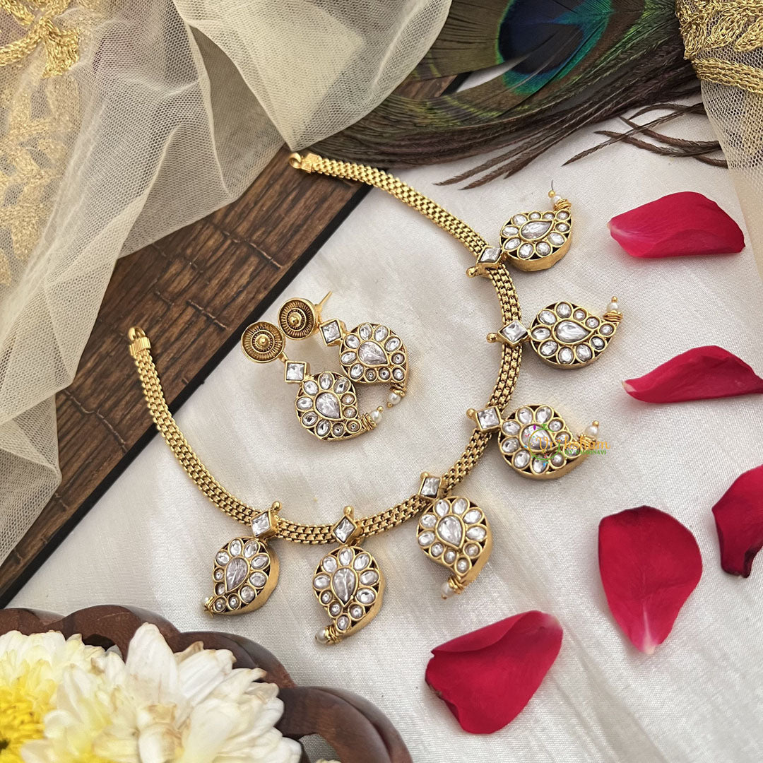 Vriksham Gold Plated Manga Style Choker-Red white-Reversible-G19095