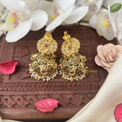 Vriksham Exquisite Gold Look Alike Jhumka-Oval-Red Green & White-G18319