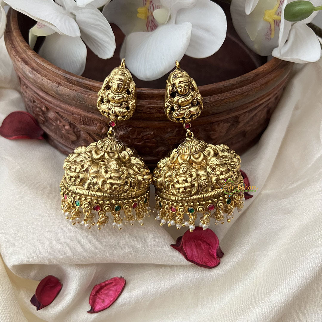 Vriksham Elegant Gold Look Alike Lakshmi Jhumka-Pearls-G18253