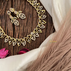 Vriksham Antique AD Stone Leaf Shape Short Neckpiece-G17939