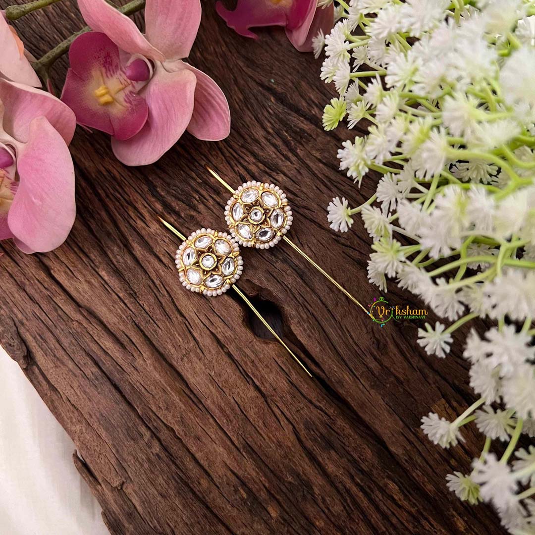 Vriksham Royal Ivory Pearl Floral Style Floral Bugadi Style Earrings-G22121