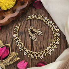 Vriksham Antique AD Stone Leaf Shape Short Neckpiece-G17939