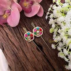 Vriksham Multicolor Royal Ivory Pearl Floral Style Floral Bugadi Style Earrings-G22125