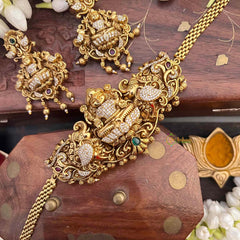 Vriksham Elegant Lakshmi AD Stone Gold Chain Choker Neckpiece-Gold Bead-G21520