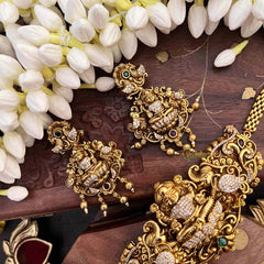 Vriksham Elegant Lakshmi AD Stone Gold Chain Choker Neckpiece-Gold Bead-G21520