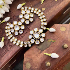 Vriksham Elegant Crystal White Floral Short Neckpiece-G21521