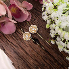 Vriksham Circle Shaped Bugadi Style Earrings-White-G22114