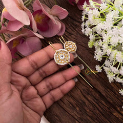 Vriksham Circle Shaped Bugadi Style Earrings-White-G22114