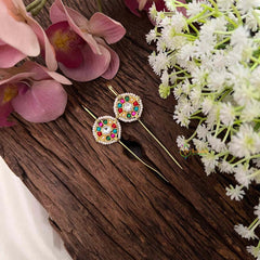 Vriksham Circle Shaped Bugadi Style Earrings-Multicolor-G22113