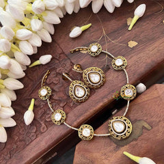 Vriksham Classic Pear Shape Golden White Floral Short Neckpiece-G21522