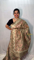 Vriksham Olive Green Sita Ramam Floral Crush Organza Saree-Handloom-VS5034