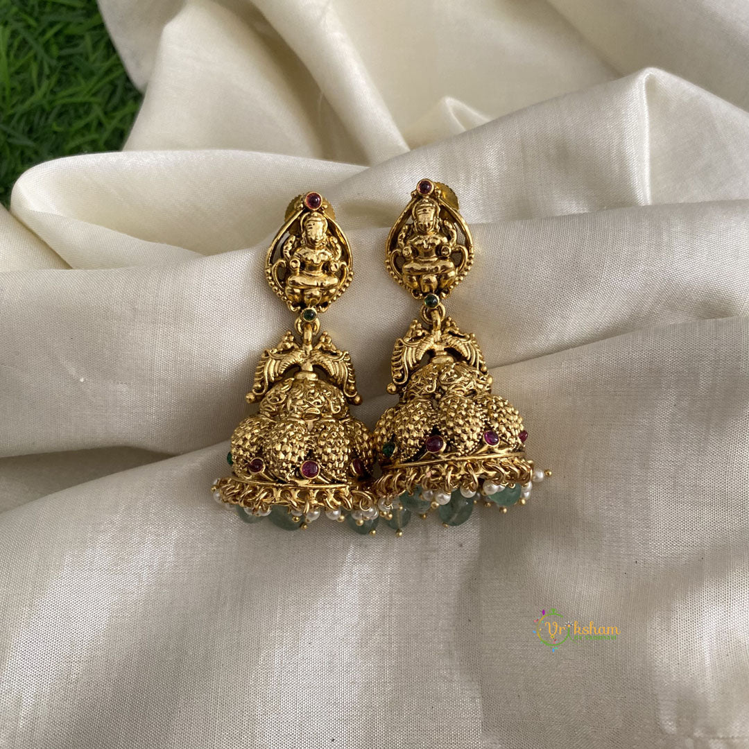 Gold Alike Victorian Mix Lakshmi Jhumkas-White Red Pearls-G11895