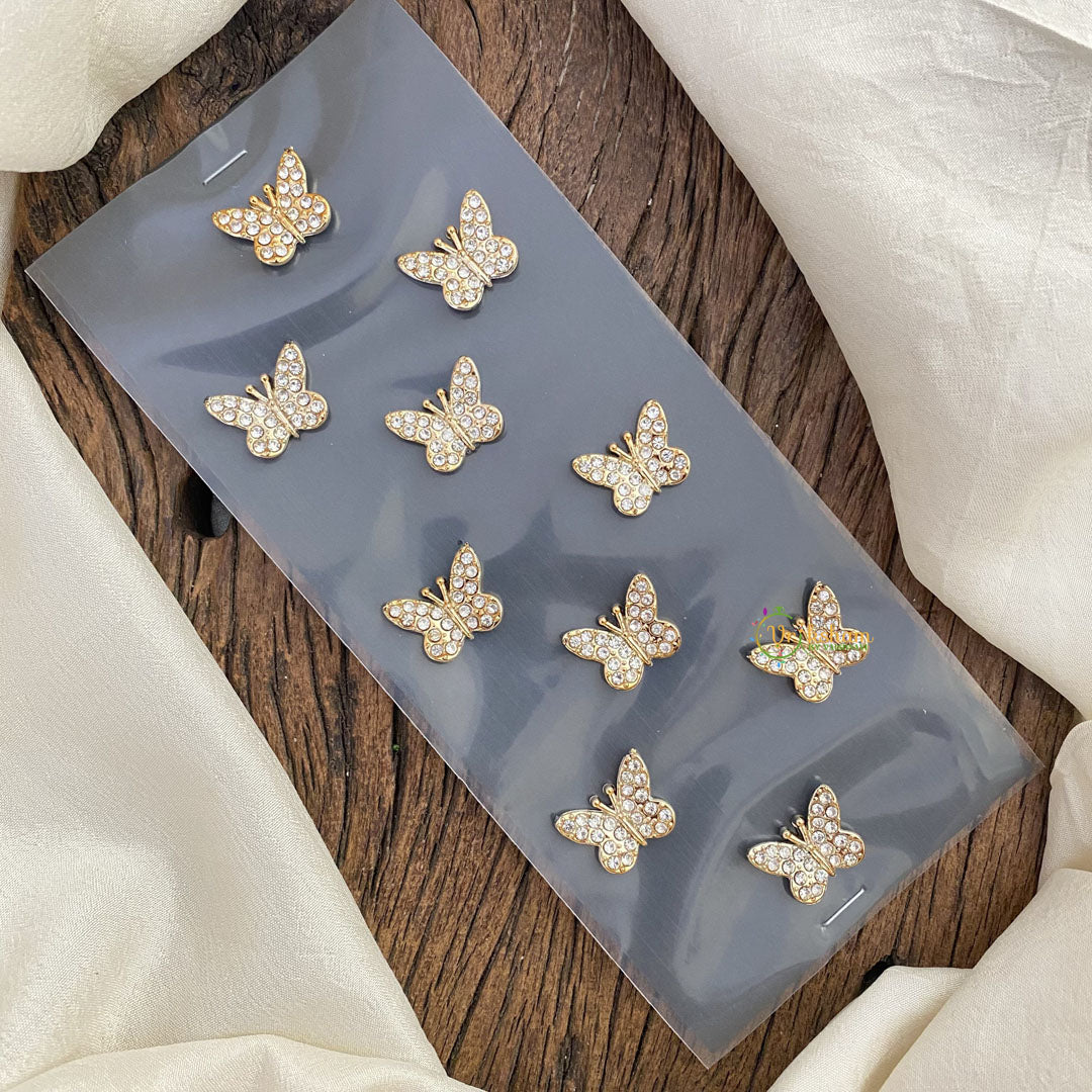 Vriksham Golden With White Stone Butterfly Bridal Hair Accessories-H969