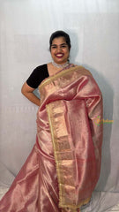 Vriksham Janhvi Kapoor Light Pink Organza Saree-Lace Border-Handloom-VS5036