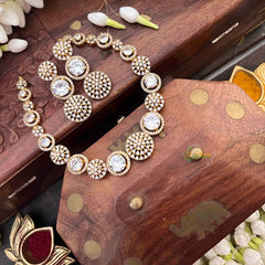 Vriksham Classic White Stone Floral Bridal CZ Stone Short Neckpiece-G21530