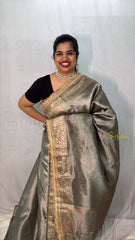 Vriksham  Janhvi Kapoor Grey Organza Saree-Lace Border-Handloom--VS5021