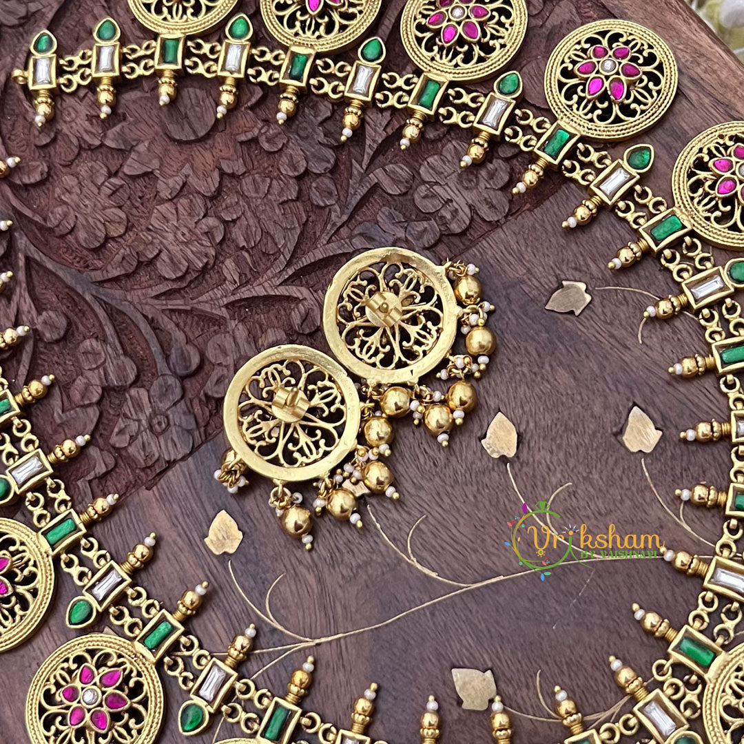 Vriksham Kundan Jadau Floral Coin Style Neckpiece-J3695