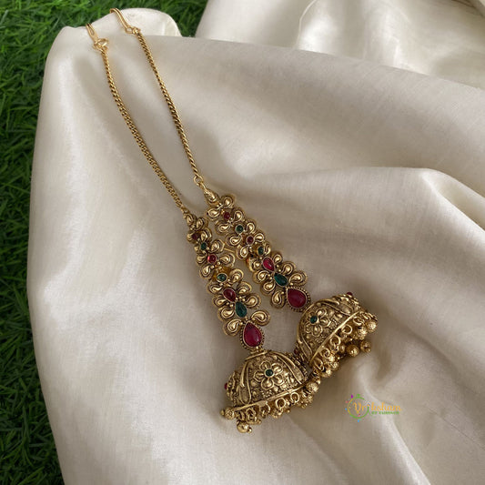 Premium Gold Alike Floral Jhumkas-Pearls-Maatil-G112054