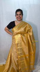 Vriksham Janhvi Kapoor Mustard Yellow Organza Saree-Aari Work Border-Handloom-VS5042