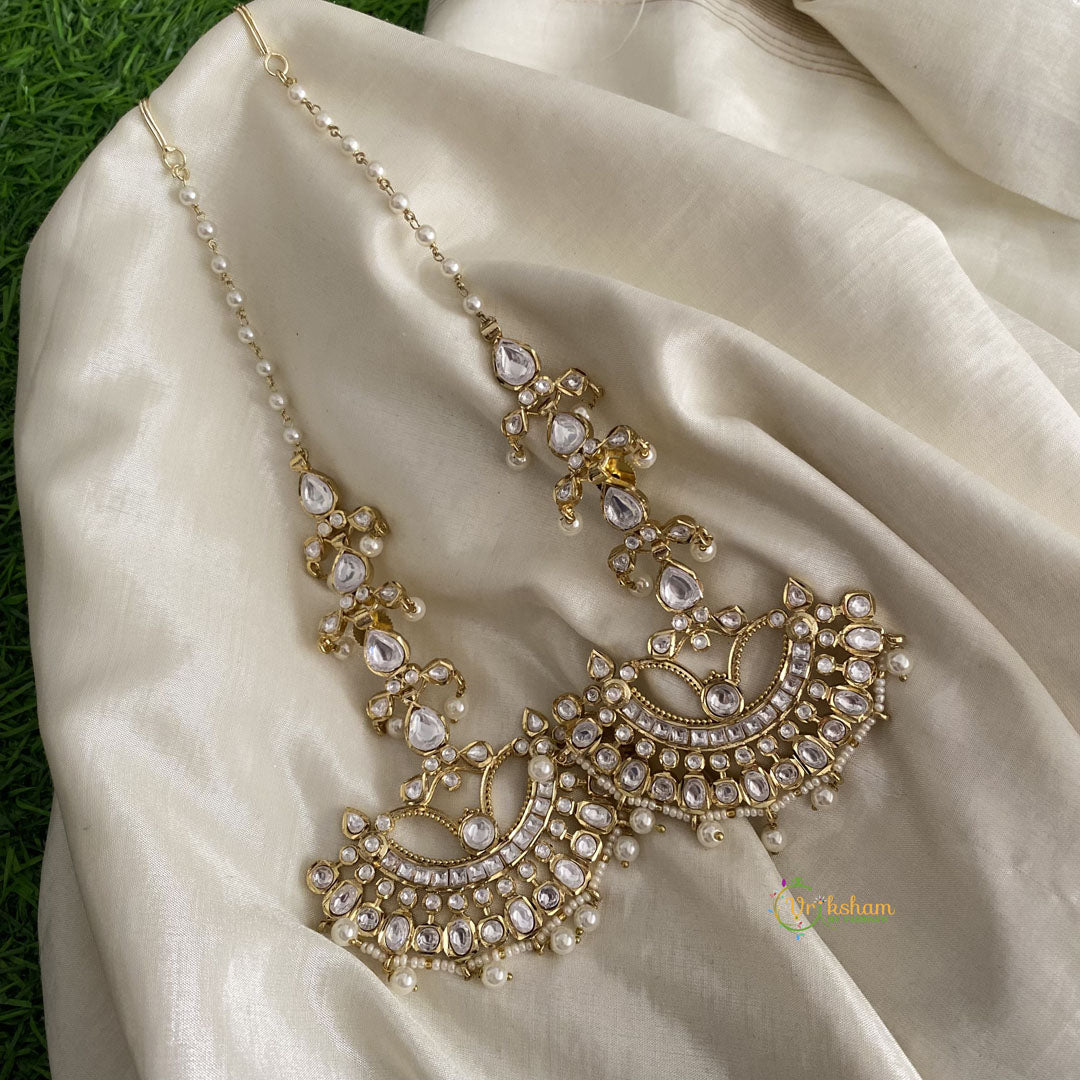 Premium White AD Stone Chandbali - Maatil- Pearls- G12055