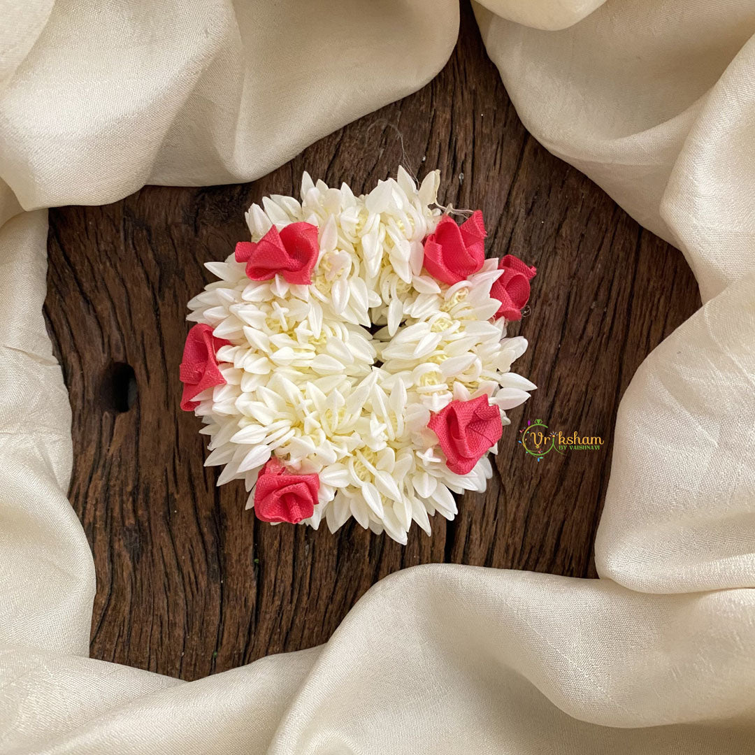 Vriksham Scented Jasmine With Pink Rose Bridal Hair Accessories -Mallipoo Veni-H955