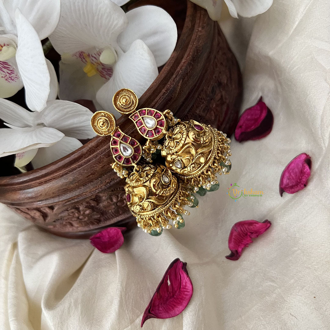 Vriksham Reversible Maanga Jhumka-Pastel Green Bead-G18260