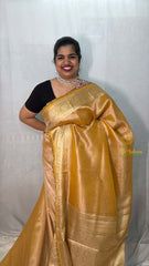 Vriksham Mustard Color Janhvi Kapoor's Organza Saree-Handloom-VS5022