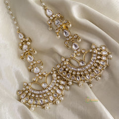 Premium White AD Stone Chandbali - Maatil- Pearls- G12055