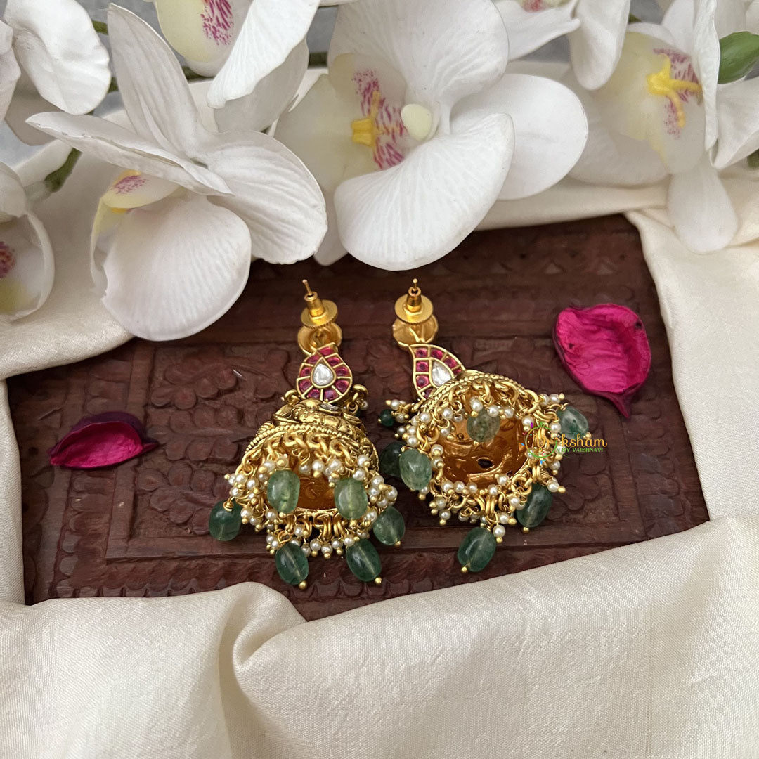 Vriksham Reversible Maanga Jhumka-Pastel Green Bead-G18260
