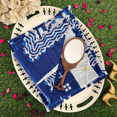 Vriksham Indigo & Navy Blue Bold Floral Print Fabric Mulmul Cotton Saree-VS5056