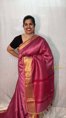 Vriksham Janhvi Kapoor Onion Pink Organza Saree-Aari Work Border-Handloom-VS5024