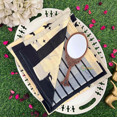 Vriksham Vintage-Style Swallow & Star Print Fabric Cotton Mulmul Saree-VS5053