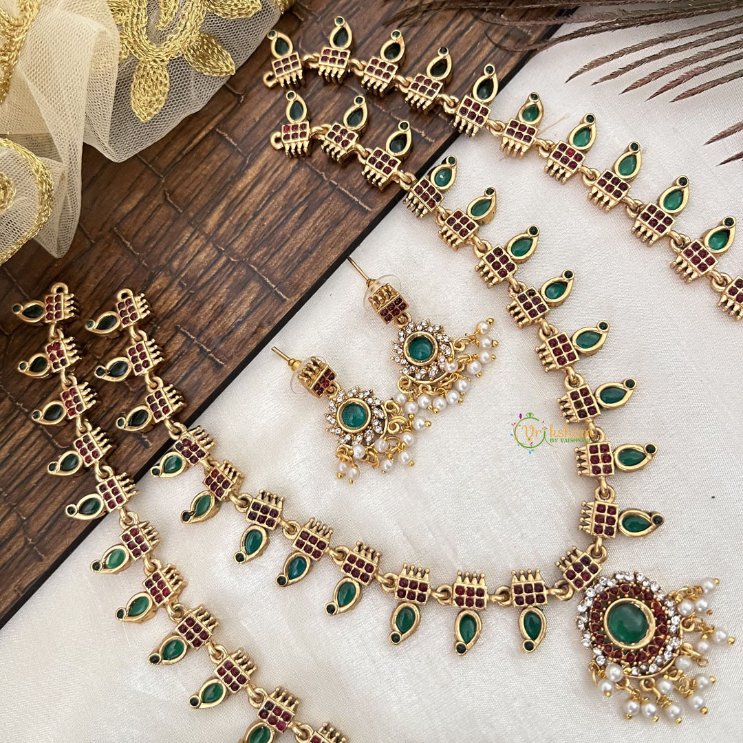 Vriksham Premium Non Idol Floral With Manga Kemp Stone Gold Bridal Set-G19182