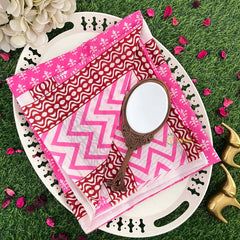 Vriksham Baby Pink Leaf Print Cotton Mulmul Saree-VS5052