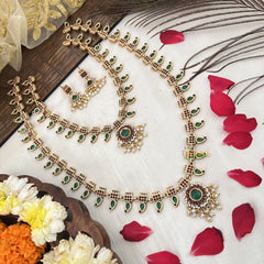 Vriksham Premium Non Idol Floral With Manga Kemp Stone Gold Bridal Set-G19182