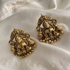 Antique Dual Elephant Lakshmi Studs-G12052