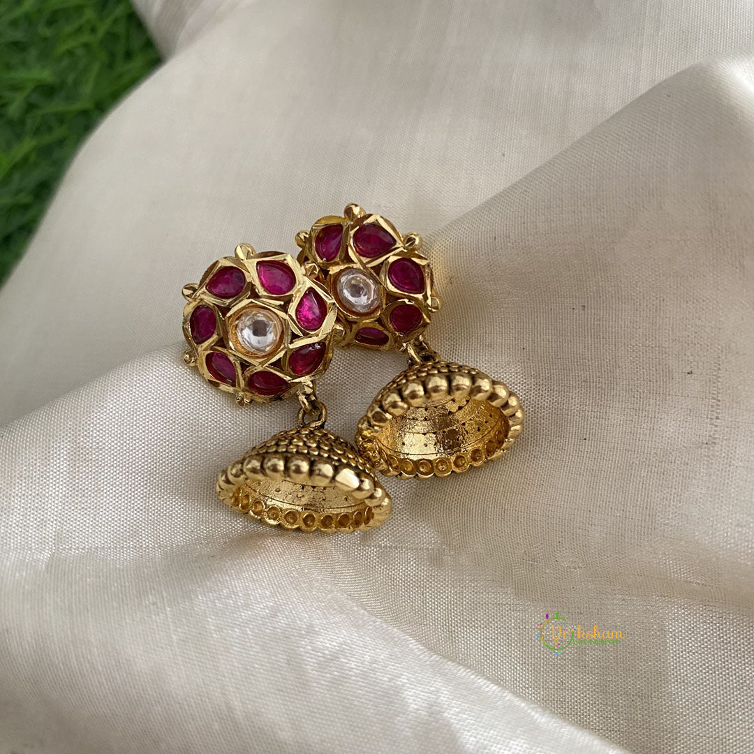 Trendy Gold Alike Floral Jhumkas-G12054