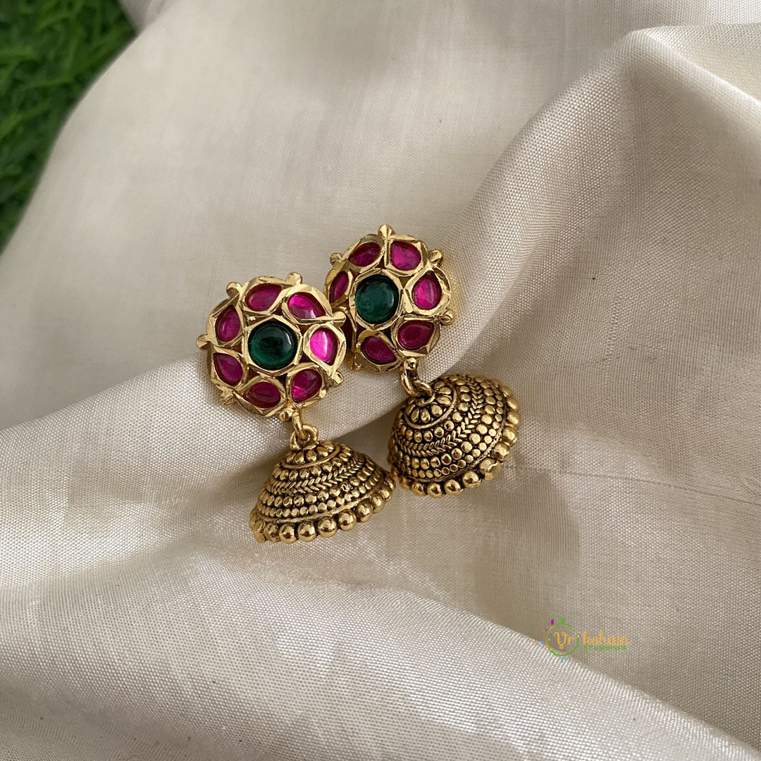 Trendy Gold Alike Floral Jhumkas-G12053