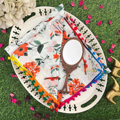 Vriksham Ink Blue Cotton Mulmul Saree with Pom Pom Lace Saree-VS5016