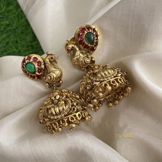 Antique Gold Alike Mayil Lakshmi Jhumkas-G12035