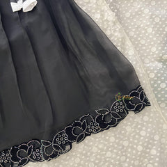 Vriksham White & Black Velvet Black Lace Girls Lehenga Set -VS4197