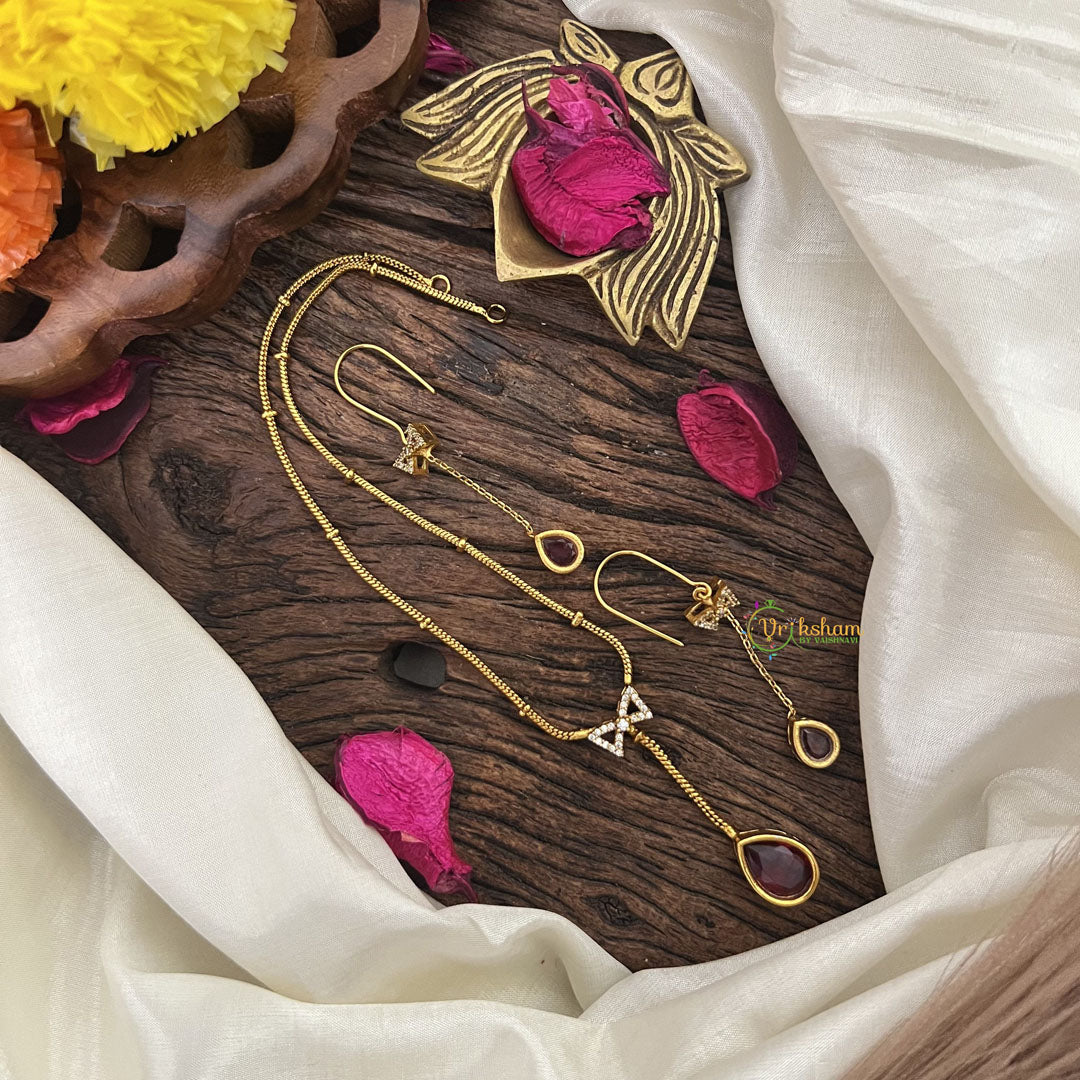 Vriksham Elegant Red Stone Pendant Chain-G17922