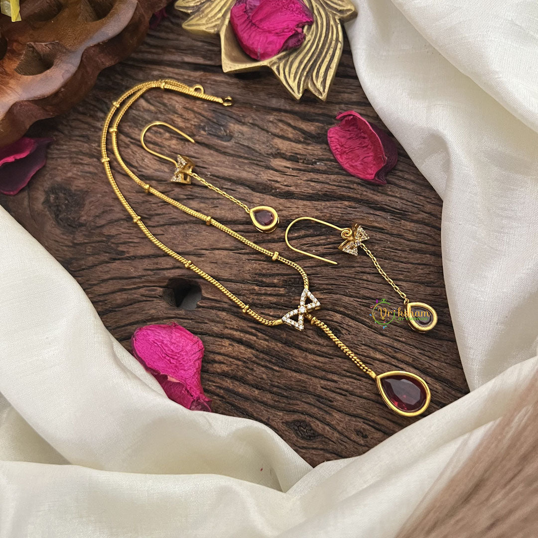 Vriksham Elegant Red Stone Pendant Chain-G17922