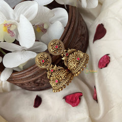 Vriksham Exquisite Gold Look Alike Jhumka-Red-Gold Bead-G18202