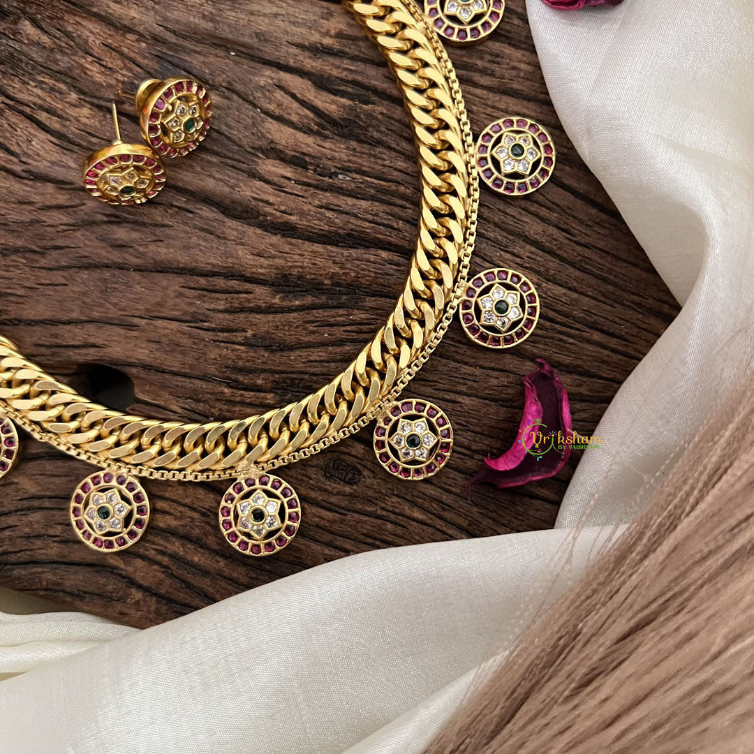 Vriksham Unique Jalebi Style Coin Short Neckpiece-G17899