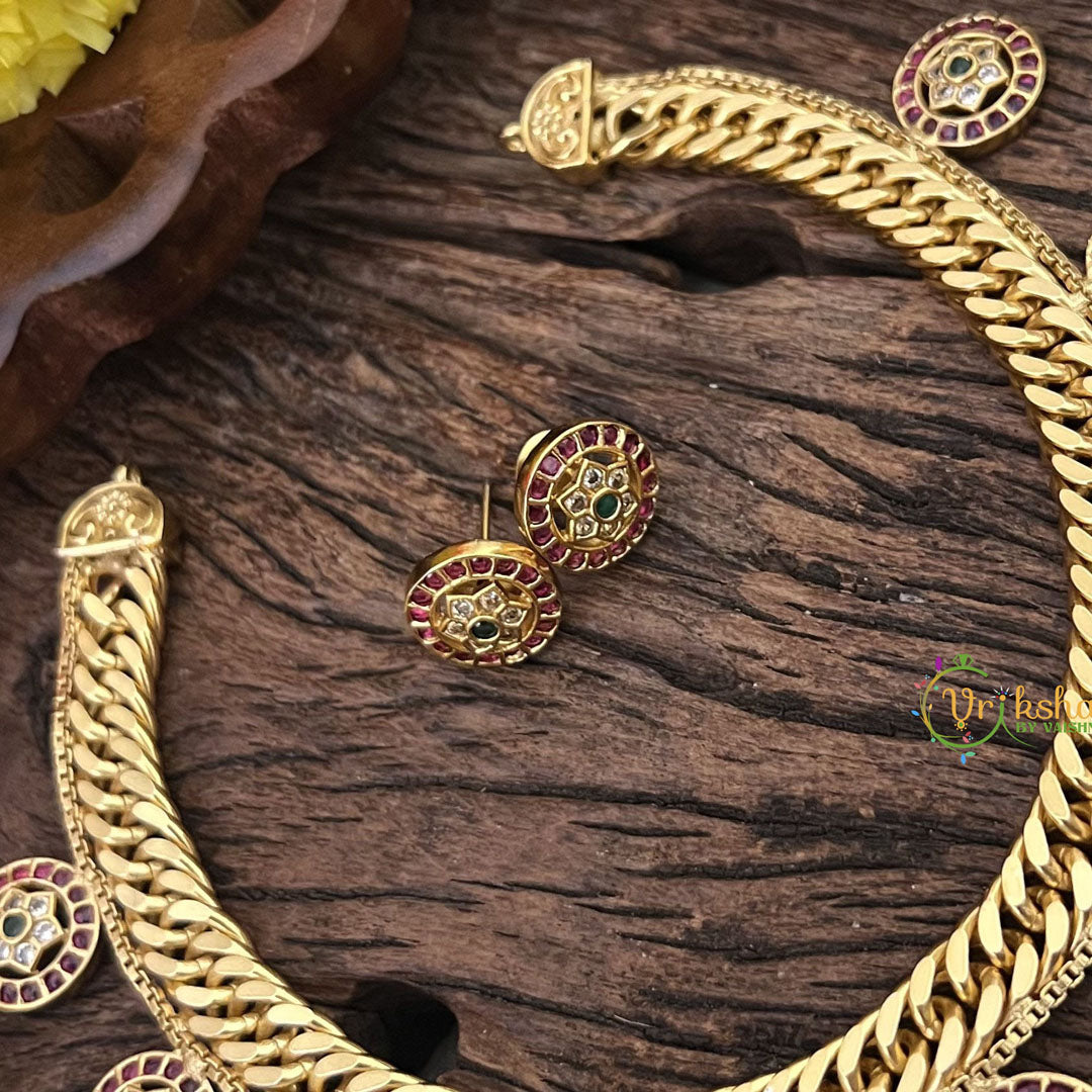 Vriksham Unique Jalebi Style Coin Short Neckpiece-G17899