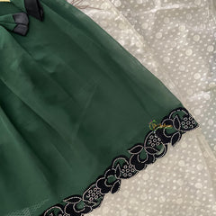 Vriksham Black & Bottle Green Velvet Black Lace Girls Lehenga Set -VS4198